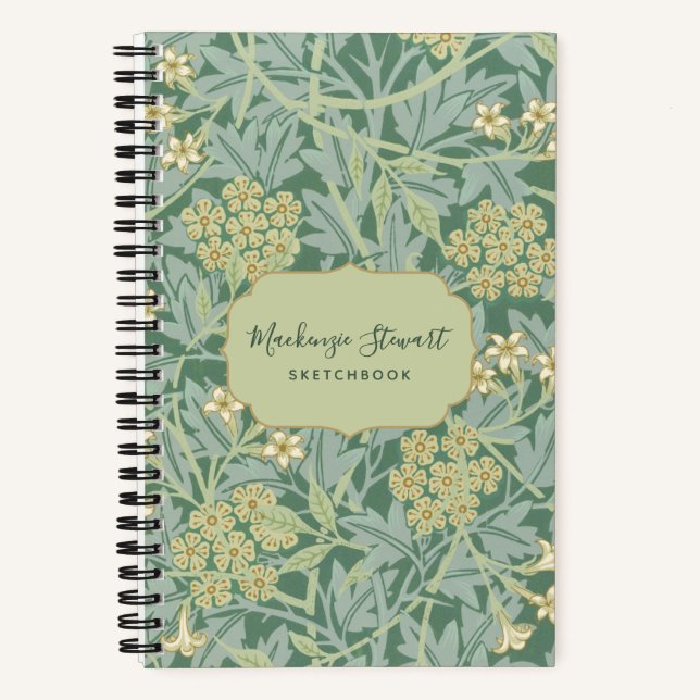 Carnet Green Jasmine Floral Pattern Sketchbook (Recto)
