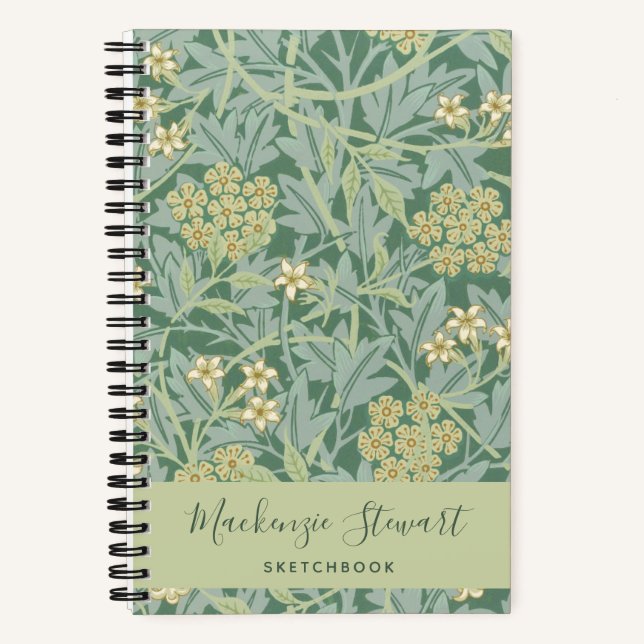 Carnet Green Jasmine Floral Pattern Sketchbook (Recto)