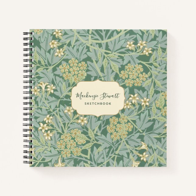 Carnet Green Jasmine Floral Pattern Sketchbook (Devant)