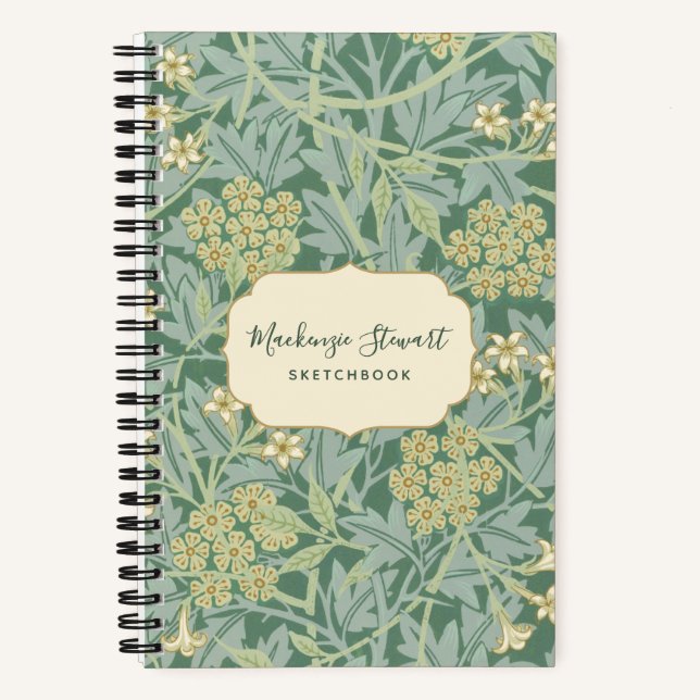 Carnet Green Jasmine Floral Pattern Sketchbook (Recto)