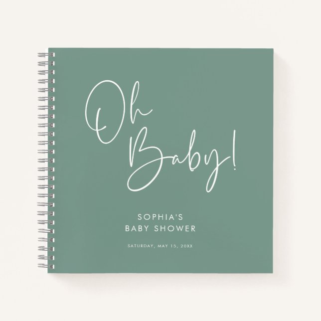 Carnet Green Modern Boho Genre Neutre Baby shower Invité (Devant)