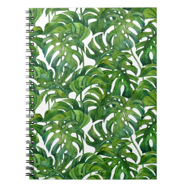 Carnet Green Monstera Feuilles Tropical sans couture (Devant)