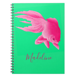 Carnet Green Pink Goldfish Large Modern Pop Personal