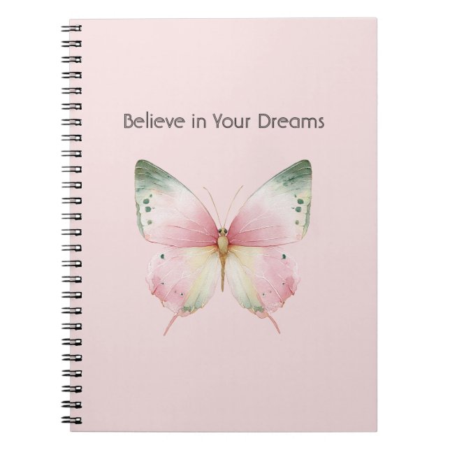 Carnet Green Pink White Mint Butterfly (Devant)