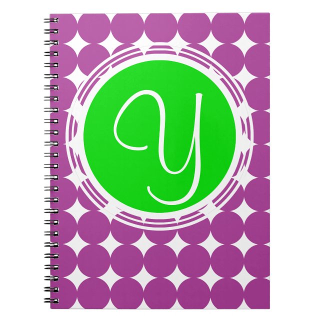 Carnet Green & Purple Polka Dot Monogram (Devant)