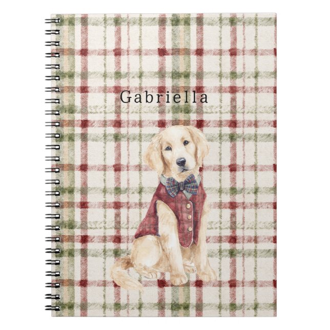 Carnet Green Red Cream Stripes Dog (Devant)