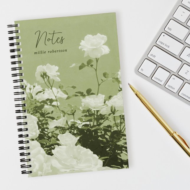 Carnet Green Roses Floral Garden Custom Spiral Notebook (Créateur téléchargé)