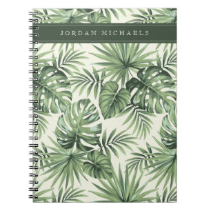 Carnet Green Tropical Palm Feuille Motif