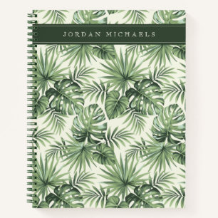 Carnet Green Tropical Palm Feuille Motif