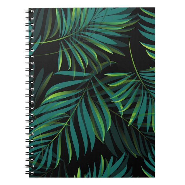 Carnet Green tropical palm leaves. Seamless pattern graph (Devant)