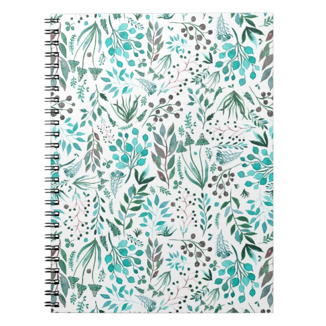 Carnet Green Watercolor Foliage (Devant)