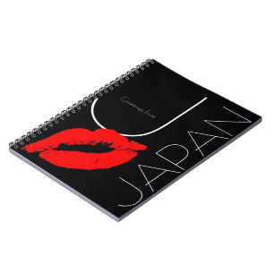 Carnet Greetings from Japan Red Lipstick Kiss Black
