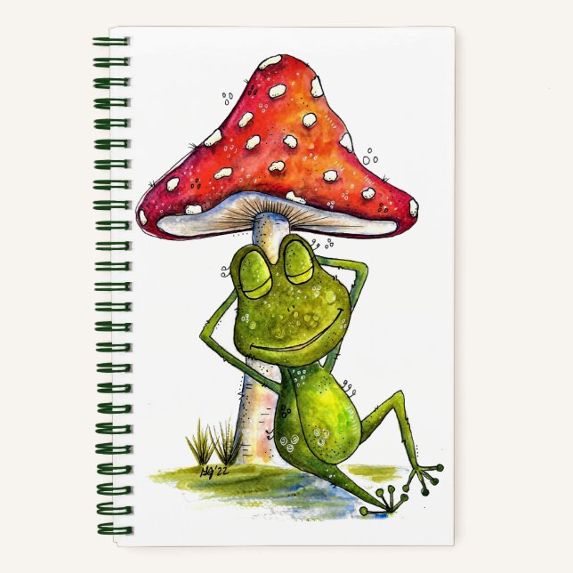 Carnet Grenouille à couchage lunaire sous un champignon (Recto)