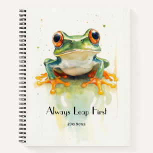 Carnet Grenouille de l'arbre aquarelle verte mignonne, p