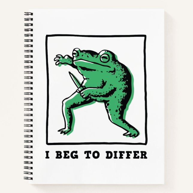 Carnet Grenouille drôle avec couteau – Meme "Je suis désa (Devant)