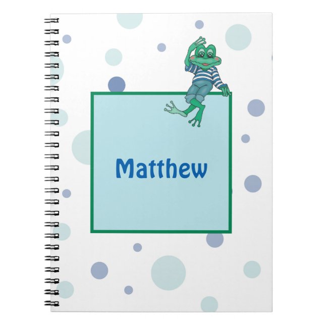 Carnet Grenouille en Jeans, Anniversaire, Pois (Devant)