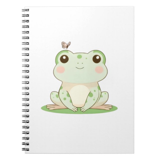Carnet Grenouille Kawaii avec Papillon Design de Nature M (Devant)