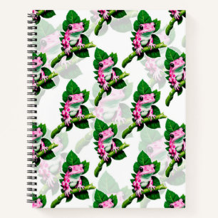 Carnet Grenouille Rose Sur La Feuille Verte Motif Design