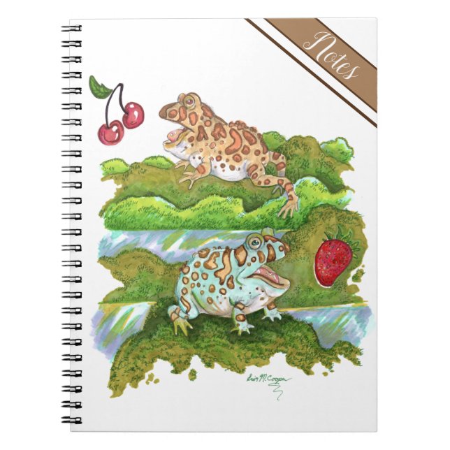 Carnet Grenouilles à cornes ornées pourchassant des fruit (Devant)