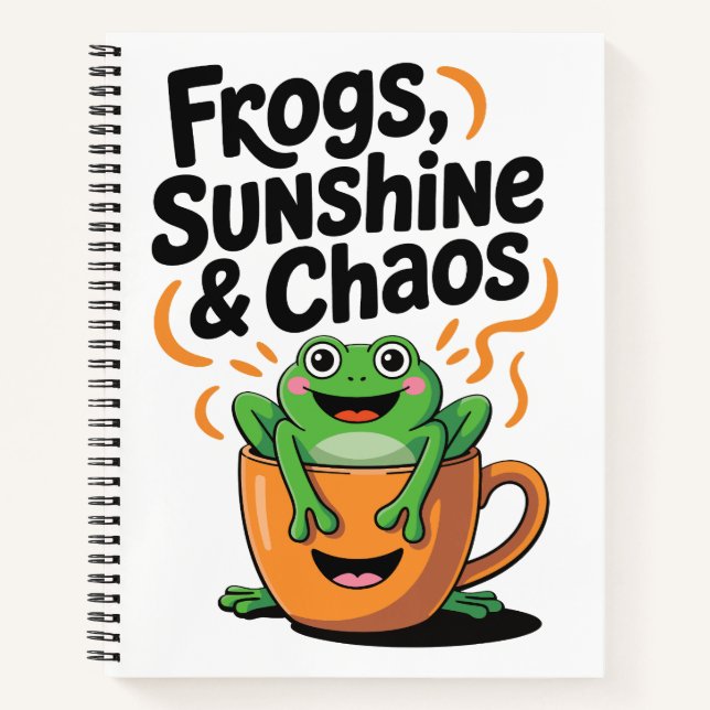 Carnet Grenouilles, soleil et chaos - Cute Frog en Coffee (Devant)