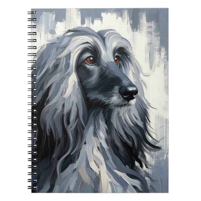 Carnet Grey Afghan Hound Portrait (Devant)