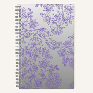 Carnet Grey Notebook with Purple Floral Front and Back