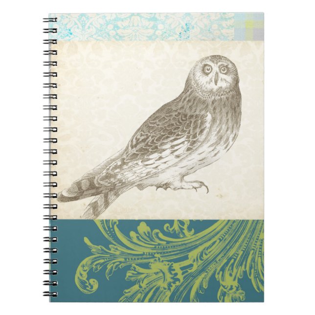 Carnet Grey Owl sur Arrière - plan Motif (Devant)