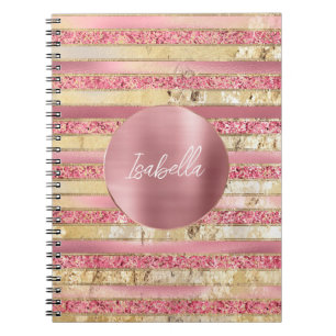 Carnet Grilles de Parties scintillant en or rose glam