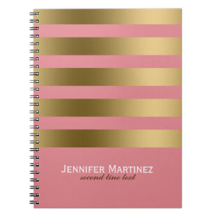 Carnet Grilles d'or monogramme et Motif géométrique rose