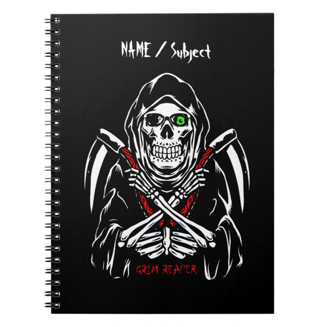 Carnet Grim Reaper Scythe Décès Skeleton Bones Halloween (Devant)
