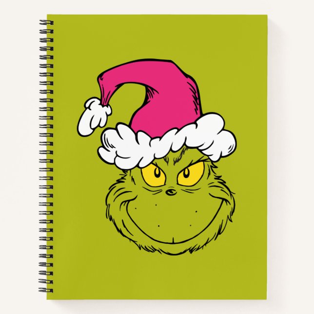 Carnet Grinch avec chapeau de Père Noël rose (Devant)