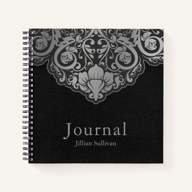 Carnet Gris Abstrait Chic Sur Fils Noirs (Devant)