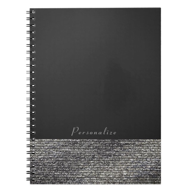 Carnet Gris & Argent Glam Moderne Paillettes Chic Élégant (Devant)