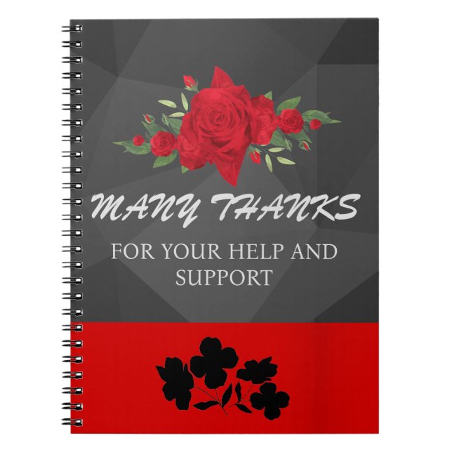 Carnet Gris Floral Rouge Abstrait Élégant Moderne Mignon  (Devant)