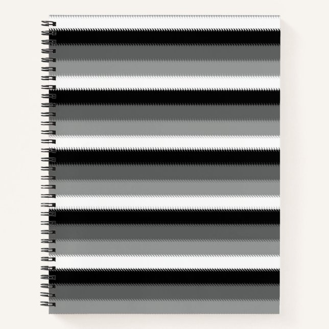 Carnet Gris noir blanc rayures Design (Devant)