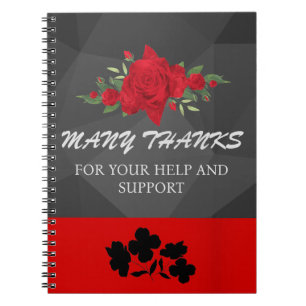 Carnet Gris Rouge Floral Abstrait Élégant Moderne Mignon 