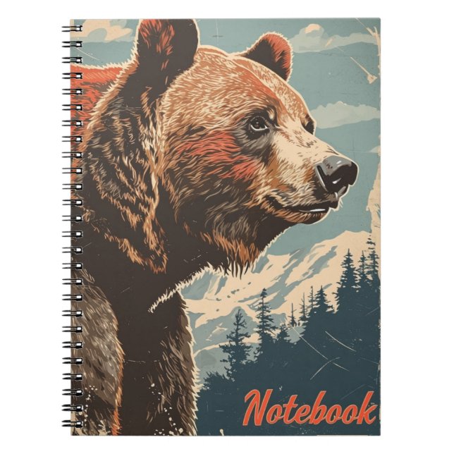 Carnet Grizzly d'ours Brown Vintage (Devant)