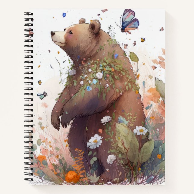 Carnet Grizzly Oear Portrait Animal Peinture Faune Art (Devant)