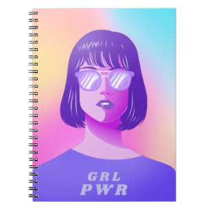 Carnet GRL Power Typography & Girl Feminist Purple Hair  