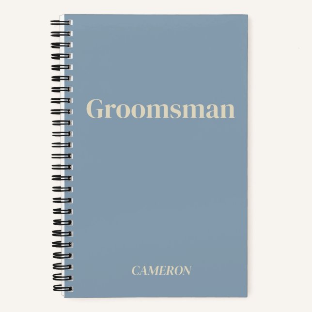 Carnet Groomsman minimaliste Personnalisé Dusty Blue (Recto)