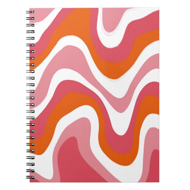 Carnet Groovy Liquide Orange et Rose Ondulé (Devant)