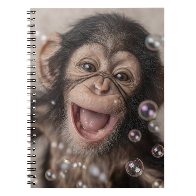 Carnet Gros plan extrême de bébé chimpanzé heureux (Devant)