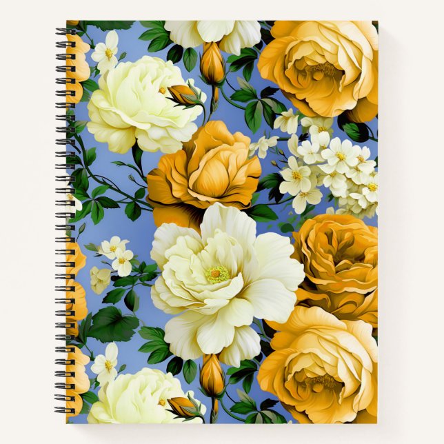 Carnet Grosse Fleur de rose jaune rétro (Devant)