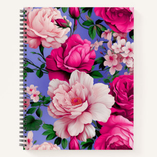 Carnet Grosse Fleur rose rétro