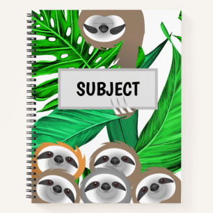 Carnet Groupe de paresseux de la jungle Feuilles vertes