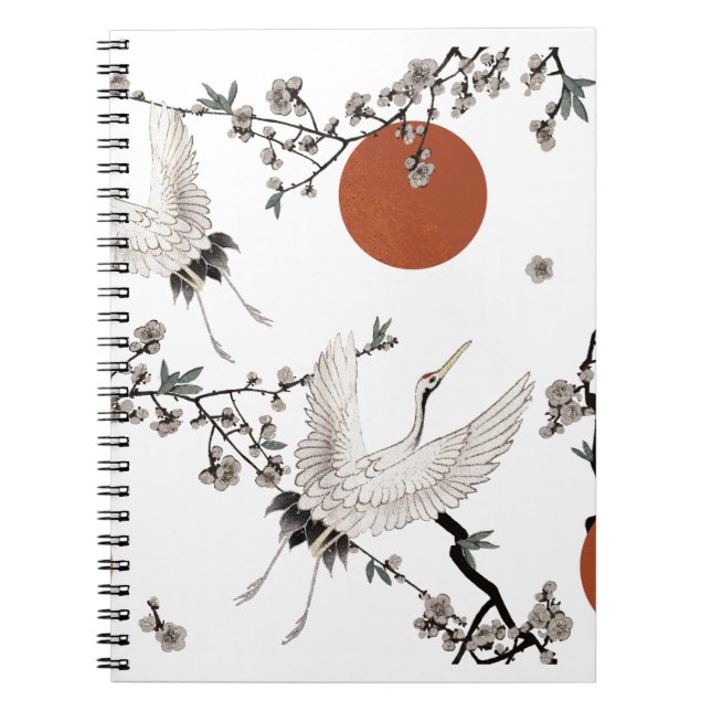Carnet Grue japonaise traditionnelle à fleurs de prune (Devant)