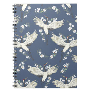 Carnet Grue vintage : Motif d'oiseaux volant