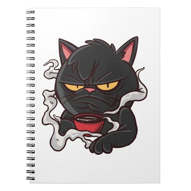 Carnet Grumpy Black Cat - Coffee Lover (Devant)