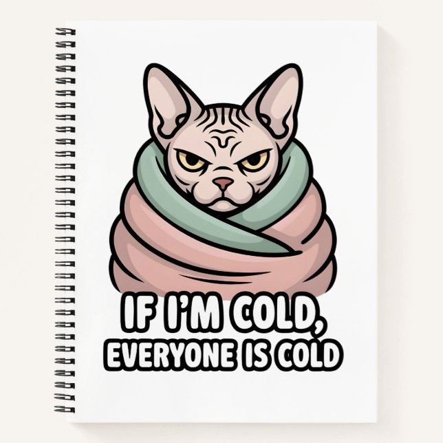 Carnet Grumpy Sphynx Cat Cold Humor Cartoon Art (Devant)