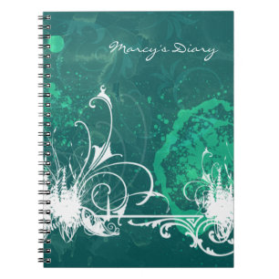 Carnet grunge de journal intime de vert bleu